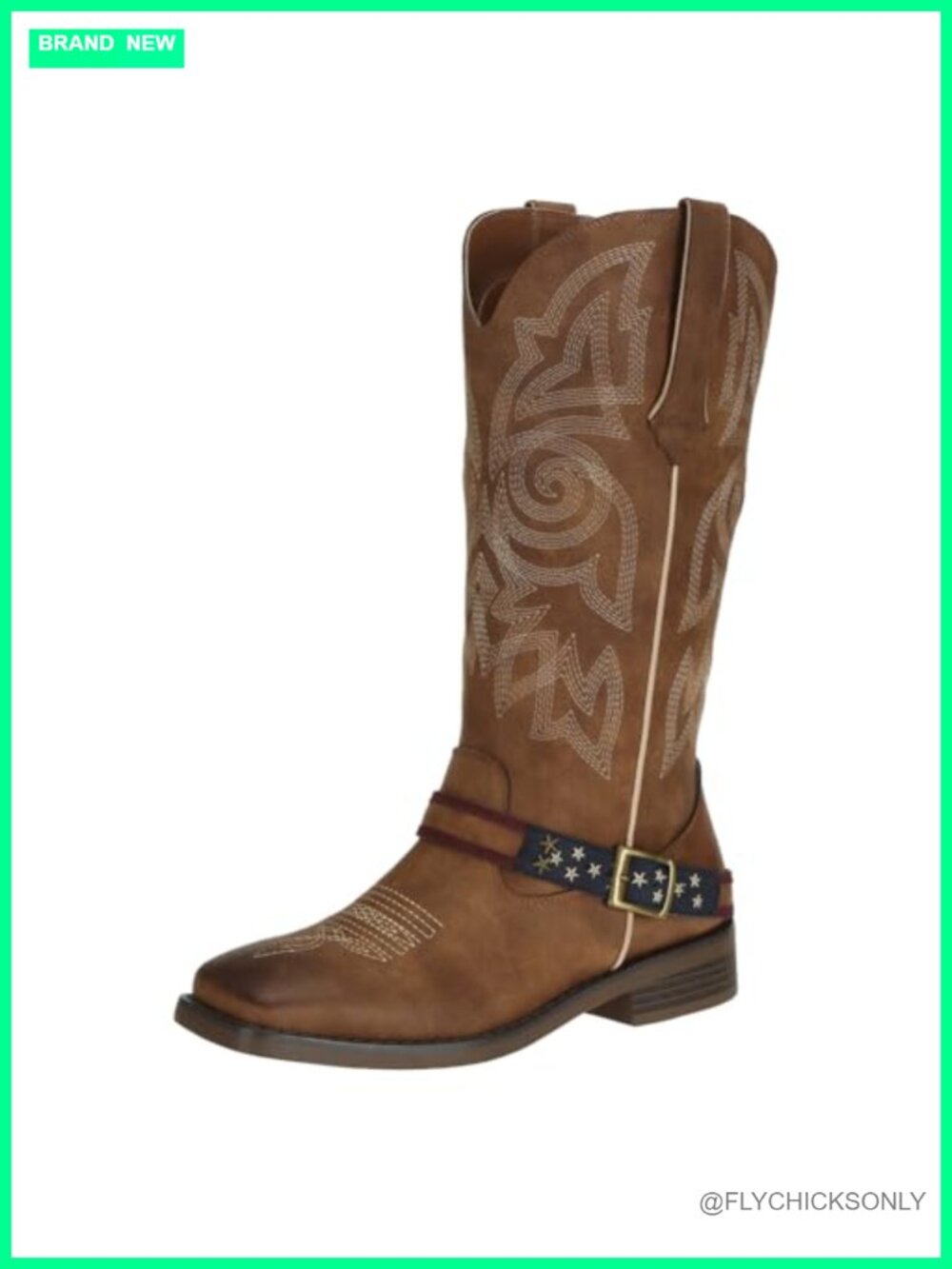 SheSole Women's Faux Leather Western Cowgirl Boots Mid Calf Square Toe